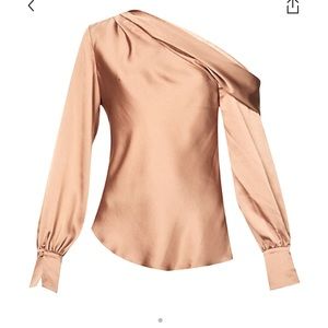 One shoulder Jonathan Simkhai blouse Alice Medium Chai New with tag